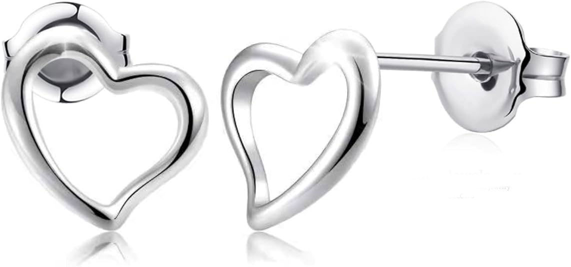 Sterling Silver Heart Stud Earrings