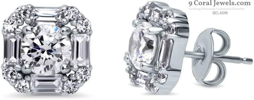 925% Sterling Silver Cubic Zirconia Stud Earrings