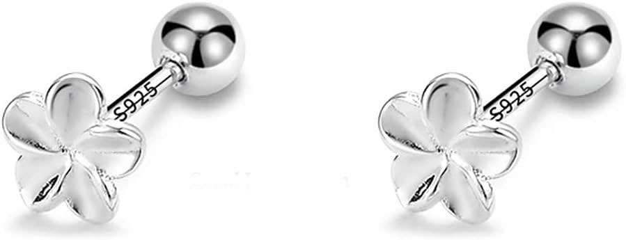 Sterling Silver Flower Shape Stud Earrings