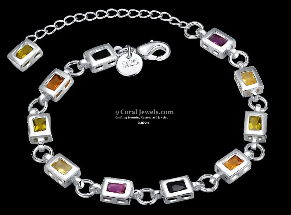 Multicolor Gemstone Silver Bracelet