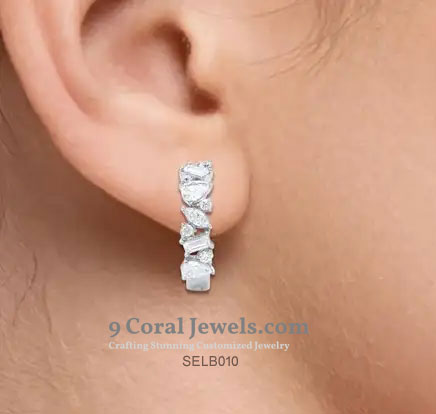 Silver hoop earrings with cubic zirconia stones