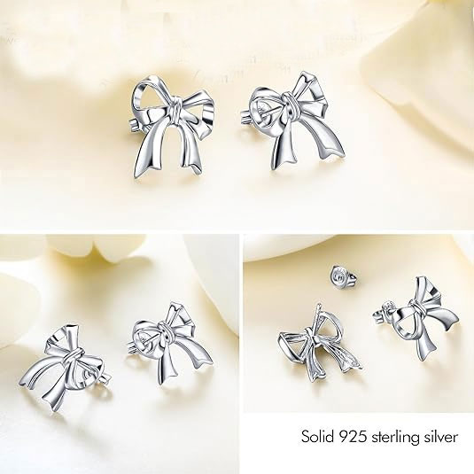 Sterling Silver Bow Knot Stud Earrings