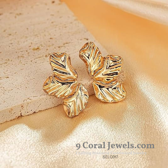 Gold-Plated Leaf Earrings