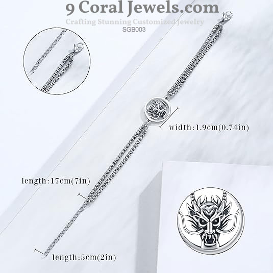 Silver Dragon Head Bracelet