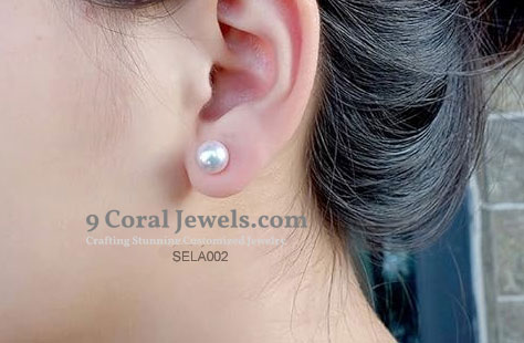 925% Sterling Silver Classic Pearl Stud Earrings