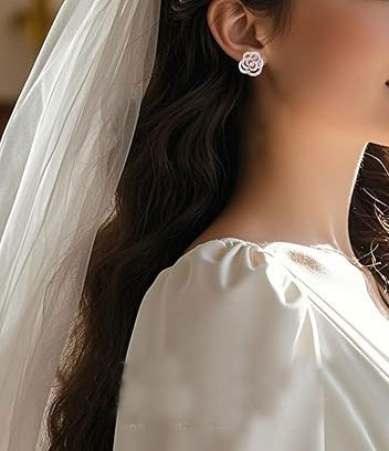 Cubic Zirconia Studded Flower Earrings