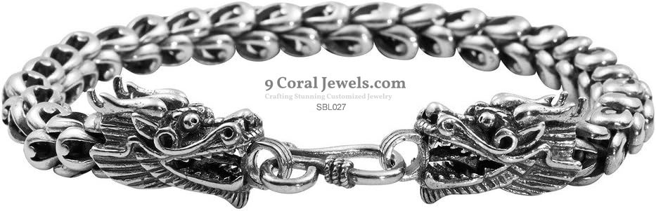 Dragon Head Sterling Silver Bracelet