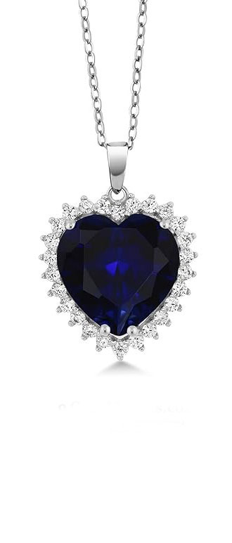 925 Sterling Silver Heart-Shaped Blue CZ Pendant & Bracelet Set – SBL062