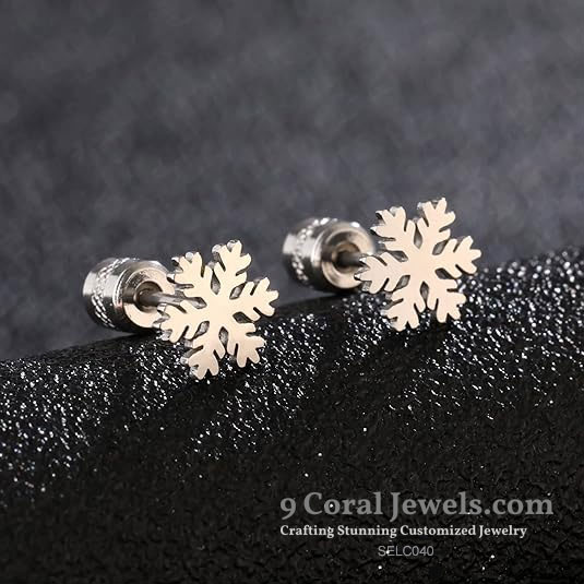 Snowflake 925% Sterling Silver Stud Earrings