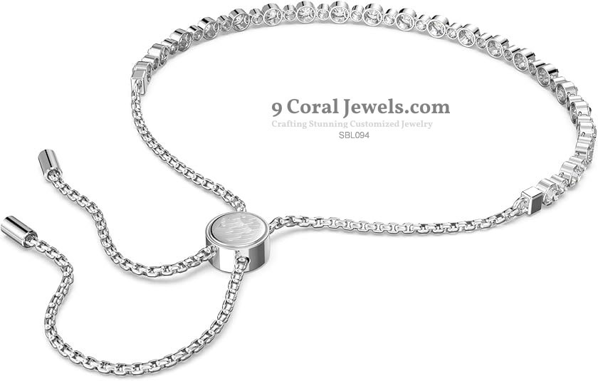 925 Sterling Silver Bezel-Set CZ Adjustable Bracelet