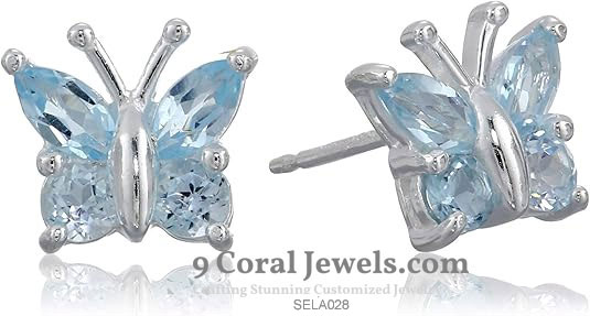 Butterfly Gemstone Stud Earrings