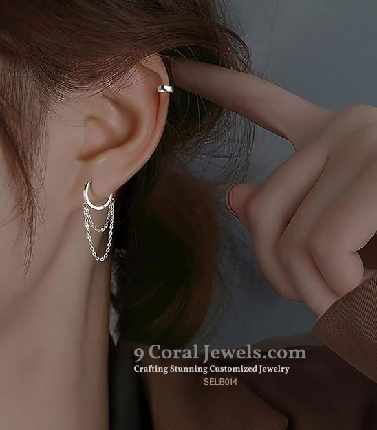 Sterling Silver Double Chain Hoop Earrings