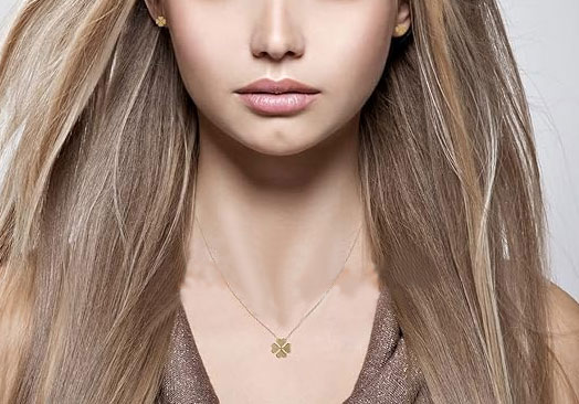 Gold Four-Leaf Clover Stud Earrings in Sterling Silver