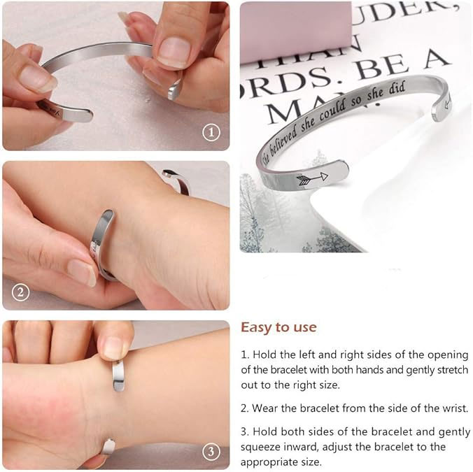 Sterling Silver Inspirational Engraved Bracelet