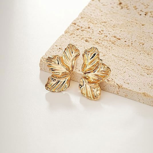 Gold-Plated Leaf Earrings