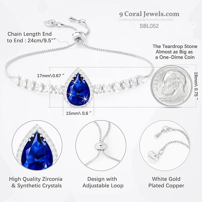 Sterling Silver Elegant Sapphire And American Diamond Bracelet