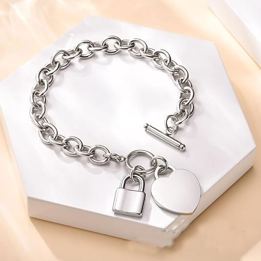 Heart & Lock Charm Bracelet – 925 Sterling Silver