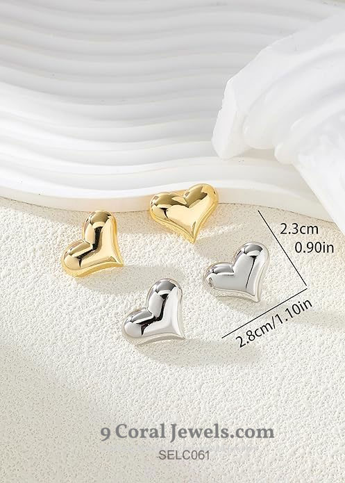 Silver Heart Stud Earrings