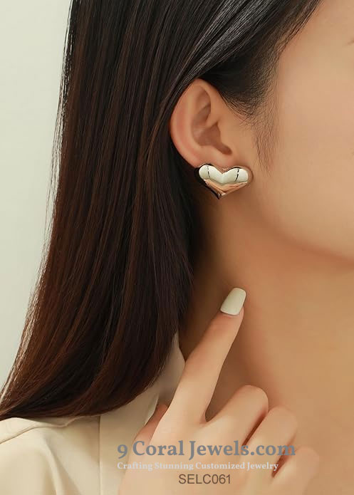 Silver Heart Stud Earrings