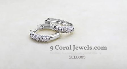 Sterling Silver Crystal CZ Hoop Earrings