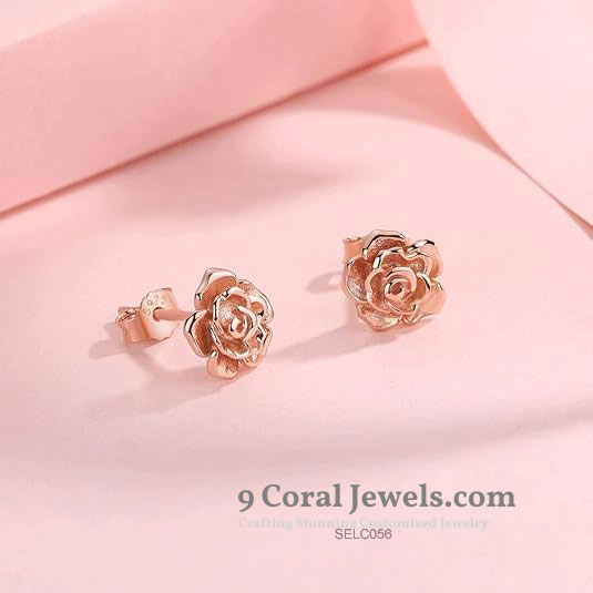 Rose Gold Flower Stud Earrings