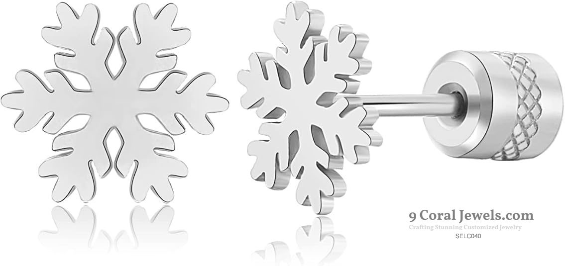Snowflake 925% Sterling Silver Stud Earrings
