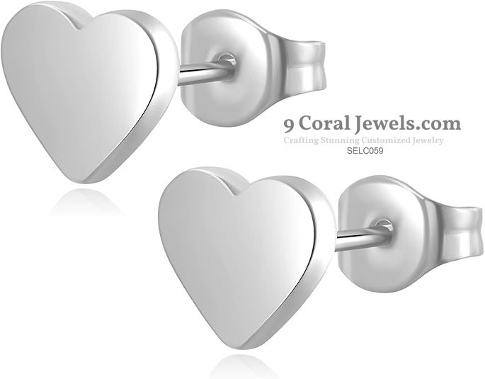 Heart Shaped Silver Stud Earrings