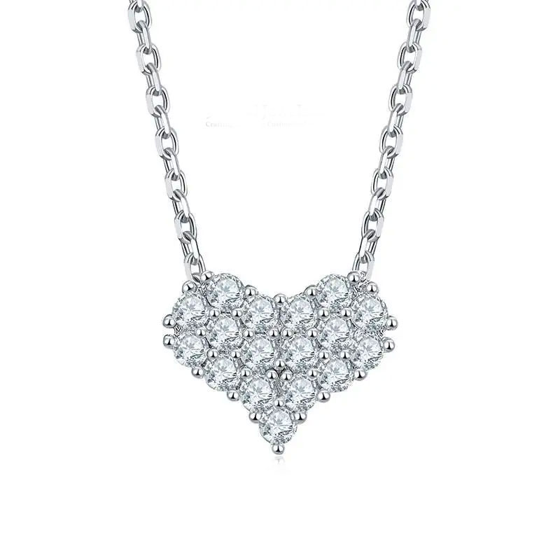 Heart-Shaped CZ Diamond Pendant Necklace
