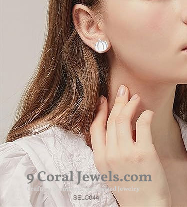 Pumpkin Shaped Silver Stud Earrings