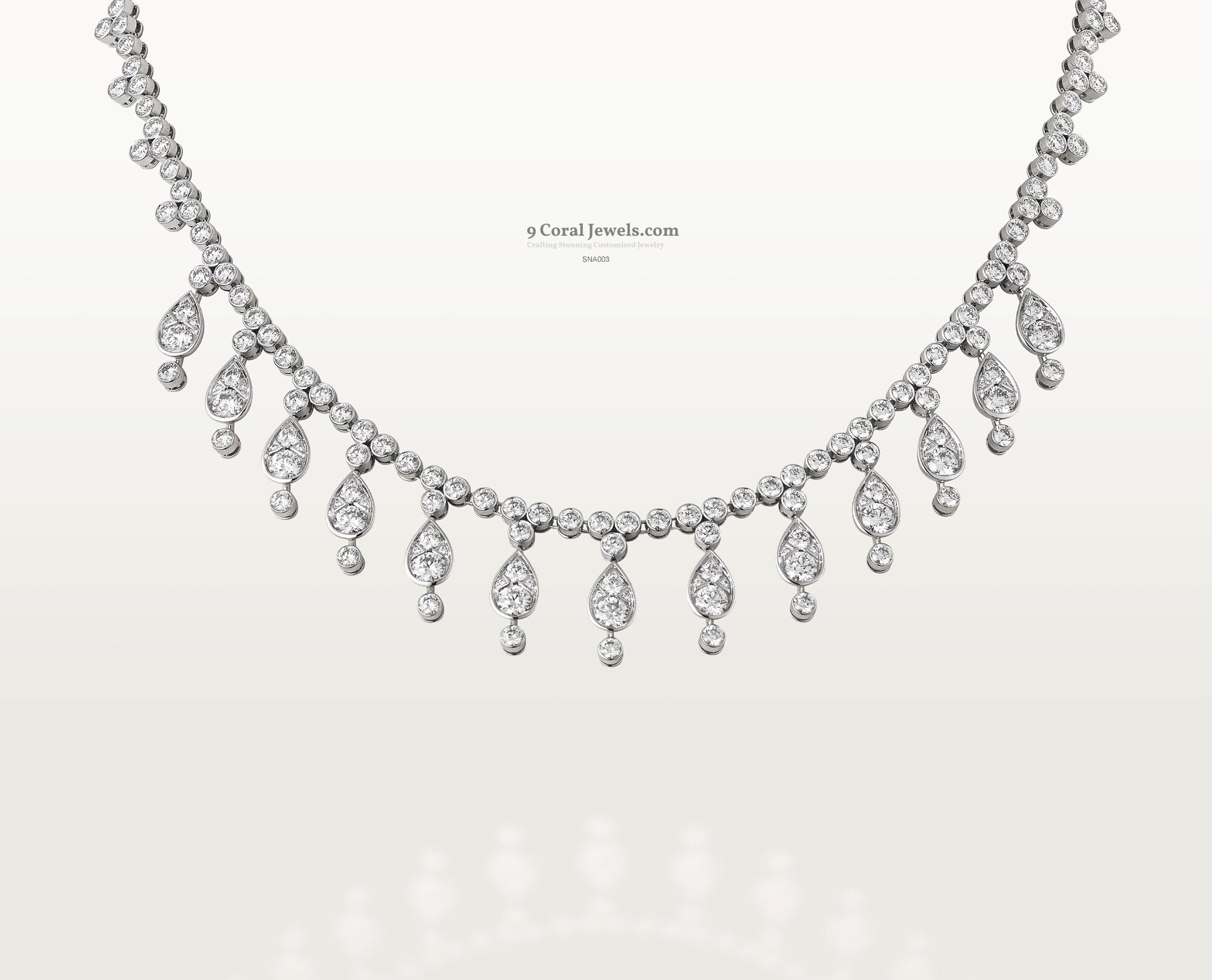 925% Sterling Silver Elegant American Diamond Necklace