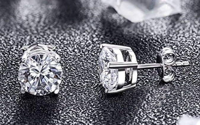 Sterling Silver Round Cut Stud Earrings