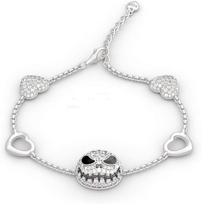 Silver Skull Heart Bracelet