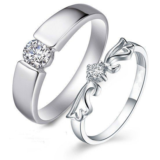 Elegant Couple Silver Rings