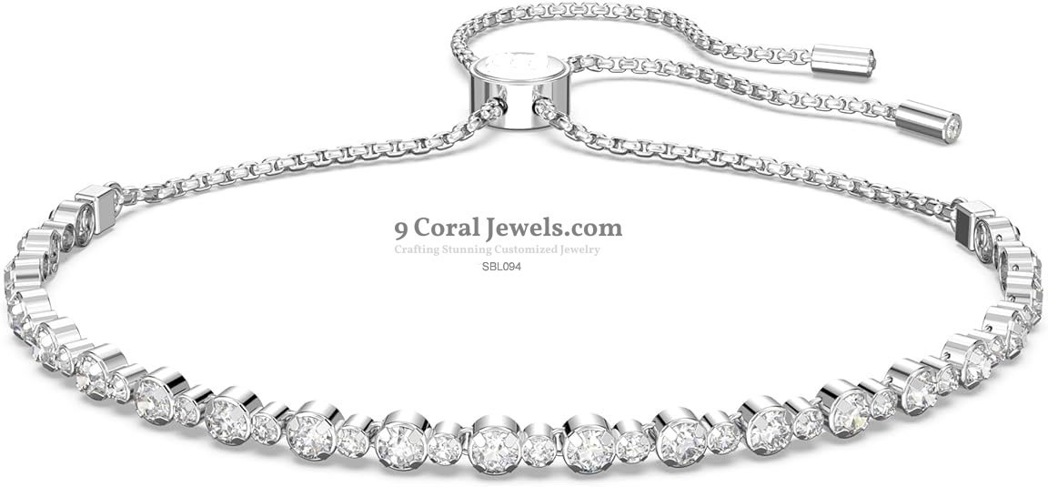 925 Sterling Silver Bezel-Set CZ Adjustable Bracelet