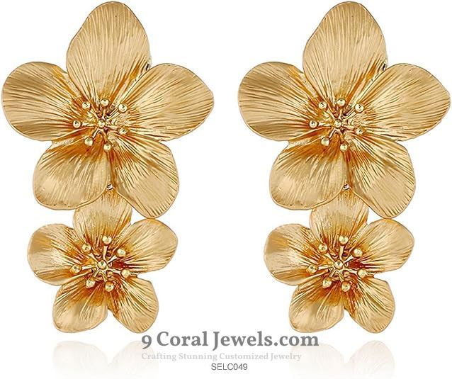 Sterling Silver, Gold Plated Floral Drop Earrings