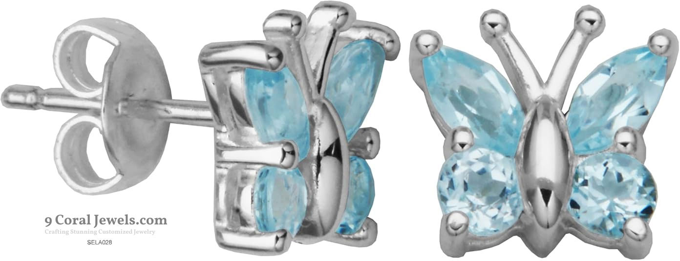 Butterfly Gemstone Stud Earrings
