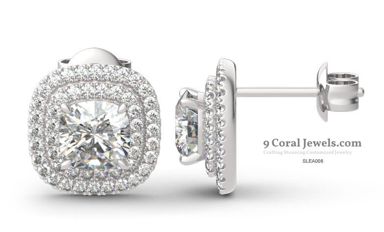 CZ Halo Stud Earrings