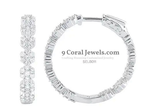 925% Sterling Silver CZ Diamond Hoop Earrings
