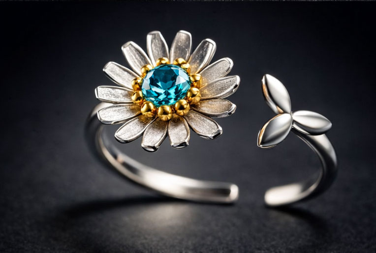 Daisy Flower Silver Ring