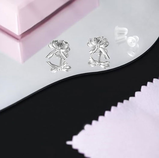Sterling Silver Bow Stud Earrings