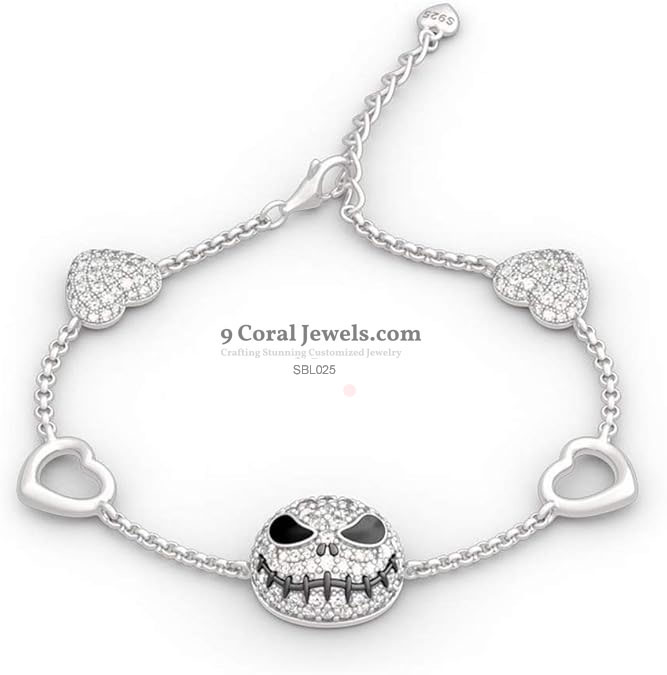 Silver Skull Heart Bracelet
