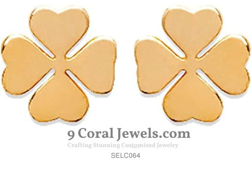 Gold Four-Leaf Clover Stud Earrings in Sterling Silver
