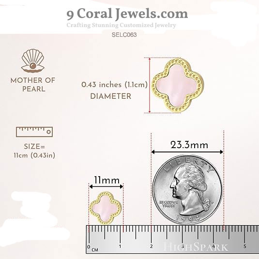 Pink Mother of Pearl Clover Stud Earrings