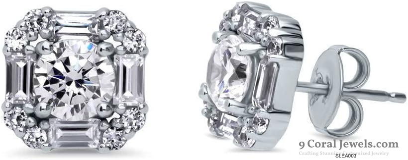 925% Sterling Silver CZ Stud Earrings