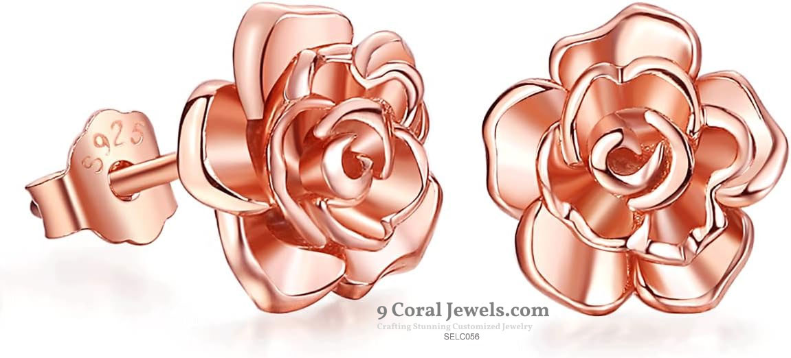 Rose Gold Flower Stud Earrings