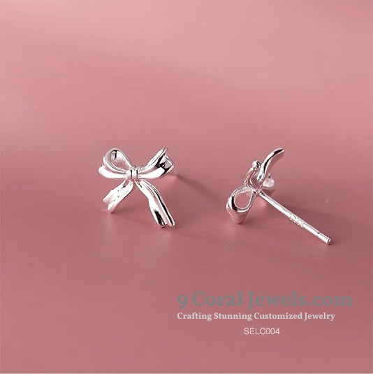 Silver Bow Knot Stud Earrings