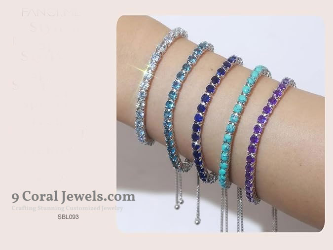 925 Sterling Silver CZ Tennis Adjustable Bracelet