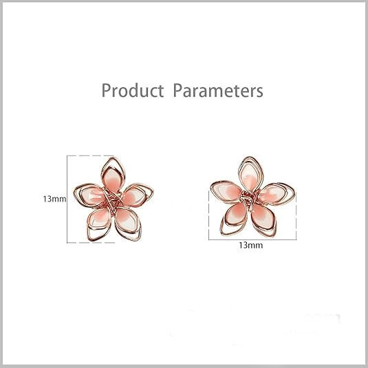 925% Sterling Silver Pink Flower Gold Earrings