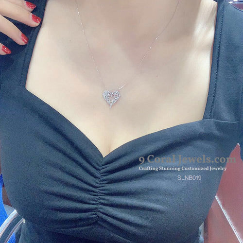 CZ Diamond Heart Pendant Necklace