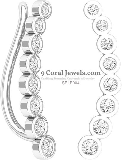 925% Sterling Silver Elegant CZ Ear Climber Earrings